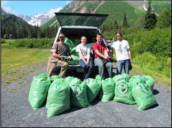 Bags of invasive plants, pulled by Homer District volunteers.